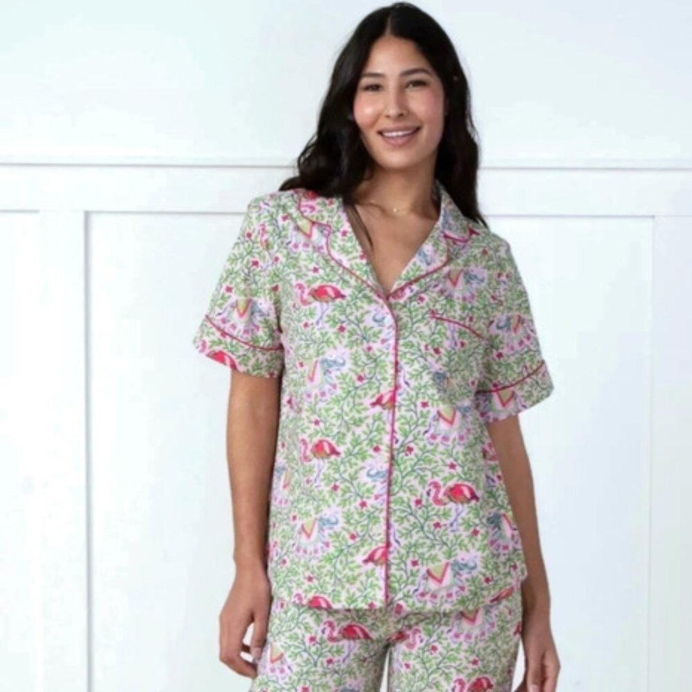 PrintFresh Flaminco Pink Flamingo Short Sleeve Pajamas TOP ONLY Women Size 2XL